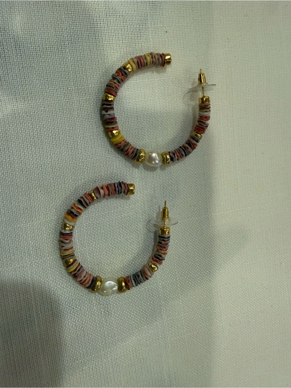 Kendra Scott Multicolor Beaded Hoop Earrings with Pearl and Gold Accents